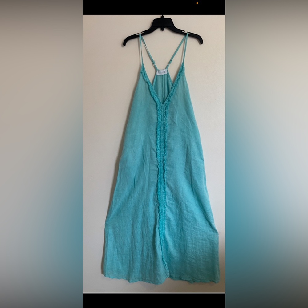 Ibzmode turquoise Halter Dress linen